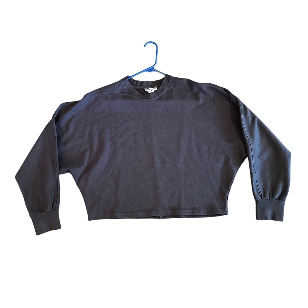 Social Culture Womens Small Gray Cropped Dolman Sleeve Crewneck Sweatshirt